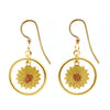 Silver Forest Sunflower in a Circle Pierced Earrings