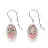 Silver Forest Oval Layer with Flower Pierced Earrings