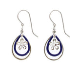 Silver Forest Nested Purple Tears with Flower Pierced Earrings