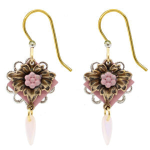 Silver Forest Vintage Flower Dropped Pierced Earrings