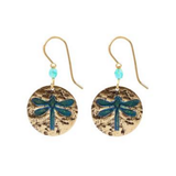 Silver Forest Meadow Dragonfly in Textured Disc Earrings