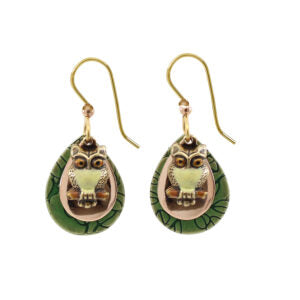 Silver Forest Owl Perched on Layers Earrings