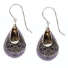 Silver Forest Lavender Teardrop and Gold Filigree Pierced Earrings