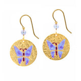 Silver Forest Butterfly on Nubby Disc Earrings