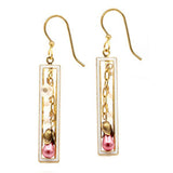 Silver Forest Flower & Bead in Rectangle Drop Earrings