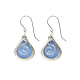 Silver Forest Ocean Swirl Teardrop Earrings
