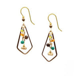 Silver Forest Geometric Diamond Frame & Beaded Drop Earrings
