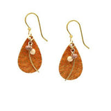 Silver Forest Textured Orange Teardrop & Bead Drop Earrings