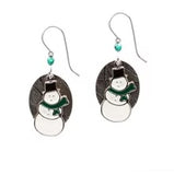 Silver Forest Festive Enamel Snowman Drop Earrings