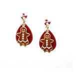 Silver Forest Peppermint and Gingerbread Girl Enamel Drop Earrings