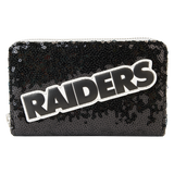 Loungefly NFL Las Vegas Raiders Sequin Zip Around Wallet