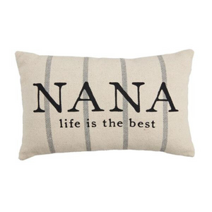 Nana Life is the Best Striped Woven Cotton Lumbar Pillow