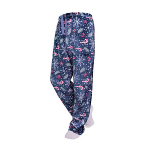 Navy Candy Cane Velvety Fleece PJ Bottoms