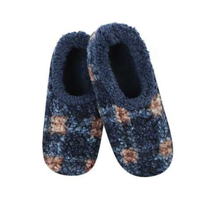 Men's Classic Snoozies® Sherpa Lined Boucle Plaid Slippers - Navy Blue