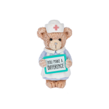 Nurse You Make a Difference Bear with Flocking Fur Standing Figurine 3"