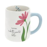 Nurses Make the World Better 17 Oz. Mug with Pink Flower & Blue Dragonfly