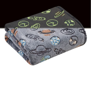 Outer Space Glow-in- the- Dark Blanket Throw 50" x 60"