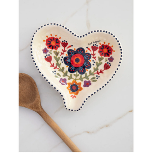 Ceramic Heart Shaped Spoon Rest Live Happy