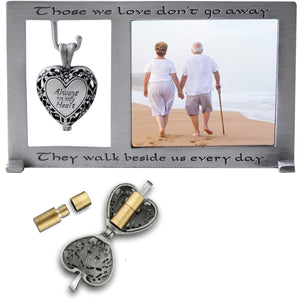 Memorial Frame with Heart Locket to Hold Ashes "Those We Love Don't Go Away"