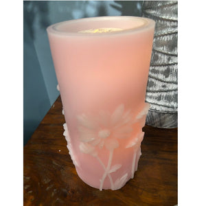 Pink Daisy Water Fountain Candle with Remote Control