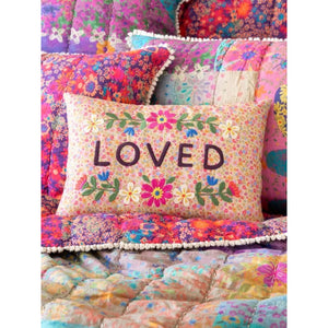 Embroidered Floral Giving Pillow LOVED