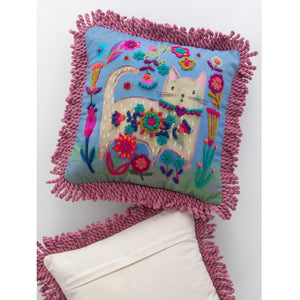 Tufted Boho Cat Pillow 12"