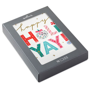 Whimsical Lettering Holi-Yay Boxed Christmas Cards, Pack of 16