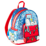 Hallmark Exclusive Peanuts Loungefly Snoopy Holiday & Snow Sequin Mini Backpack