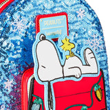 Hallmark Exclusive Peanuts Loungefly Snoopy Holiday & Snow Sequin Mini Backpack