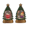 6" Peanuts Snoopy Charlie Brown Holiday Shimmer Green Tree Light Up Water Globe