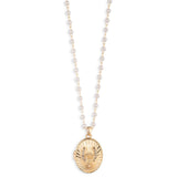 Kentucky Roses Gold Metal Necklace With Horseshoe Locket and Faux Pearls