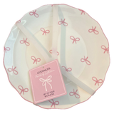 Pink Bow and Checker Appetizer Plate 8"