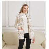 Cozy Pocket Scarf with Two Hidden Pockets in White Leopard