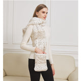 Cozy Pocket Scarf with Two Hidden Pockets in White Leopard