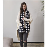 Cozy Pocket Scarf with Two Hidden Pockets in Black and White Plaid