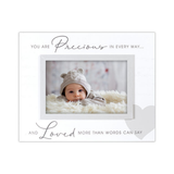 Precious & Loved Rustic Script Baby Picture Frame Holds 4"x6" Photo