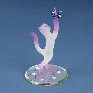 Glass Baron Princess Cat with Butterfly Glass Figurine