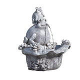 Pudgy Pal Frog and Baby on Lilypad 11" Garden Fountain Battery Operated