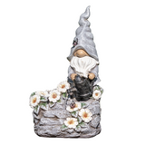 Pudgy Pal Gnome with Butterfly & Watering Can 13.5" Garden Fountain Battery Operated