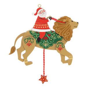 Hallmark 2025 Pull-String Lion With Santa Wood Ornament