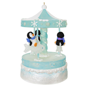 Hallmark Playful Penguins on Carousel Musical Ornament With Light and Motion