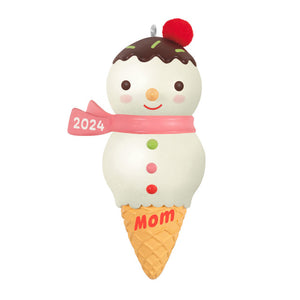 Hallmark Mom Snowman Ice Cream Cone 2024 Ornament
