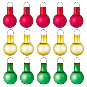 Hallmark Mini Festive Red, Gold and Green Glass Ornaments, Set of 15