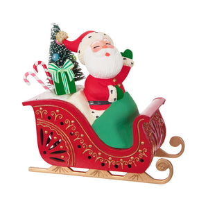 Hallmark Mini Vintage Santa ShowToppers Musical Tree Topper With Light, 4.26”