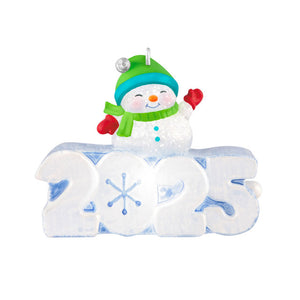 Hallmark 2025 Mini A Snowy Ornament With Light, 1.25"