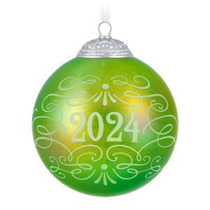 Hallmark Christmas Commemorative 2024 Glass Ball Ornament