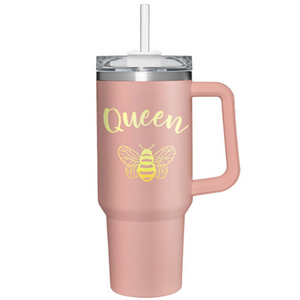 40 Oz. Stainless Steel Tall Cup with Straw Queen Bee