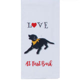 Love at First Bark Embroidered Kitchen Towel