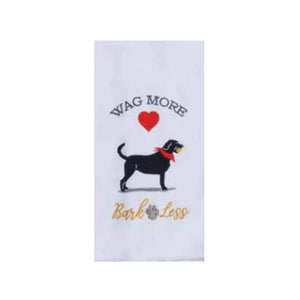 Wag More Bark Less Embroidered Kitchen Towel