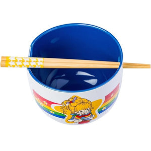 Rainbow Brite Rainbow Border Star Logo 20 Oz. Ceramic Ramen Bowl with Chopsticks